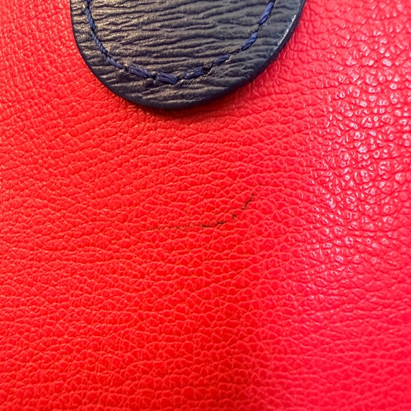 Longchamp Roseau Reversible Leather Tote Bag *peeling finish on navy side* - Picture 11 of 15